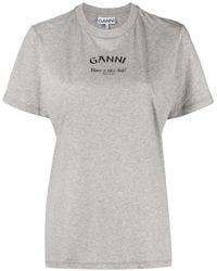 Ganni - Logo-print Organic Cotton T-shirt - Lyst