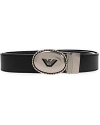 Emporio Armani - Logo-Plaque Reversible Belt - Lyst