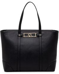 ARMANI EXCHANGE - Logo-Plaque Pebbled-Effect Tote Bag - Lyst
