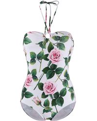 Dolce & Gabbana Badpak Met Tropische Roosprint - Wit
