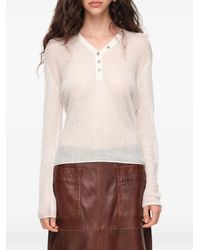 Bimba Y Lola - Ivory Ribbed Sweater With Buttoned Neckline - Lyst