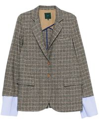 Jejia - Check-Pattern Contrast-Cuff Blazer - Lyst