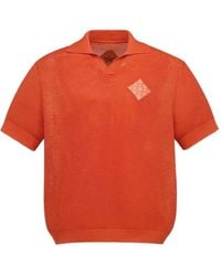 MCM - Logo-Patch Open-Knit Polo Shirt - Lyst