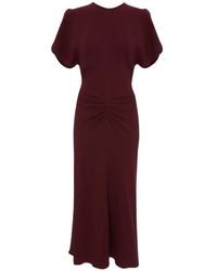 Victoria Beckham - Bela Ruched Midi Dress - Lyst