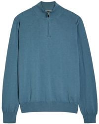 Canali - Half-Zip Cotton Sweater - Lyst