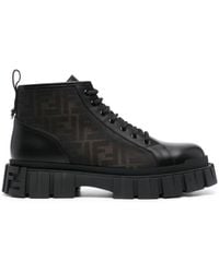 Fendi - Ff-jacquard Leather Boots - Lyst