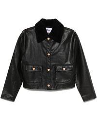Self-Portrait - Shearling-Trimmed Leather Jacket - Lyst