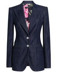 Dolce & Gabbana - Single-Breasted Denim And Silk Turlington Jacket - Lyst