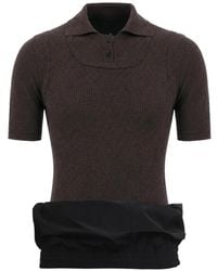 ALAINPAUL - Ribbed-Knit Short-Sleeve Polo Shirt - Lyst