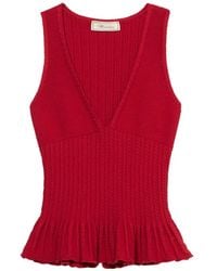 Blumarine - Cable-Knit Peplum Top - Lyst