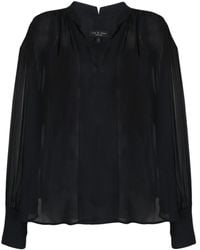 Rag & Bone - Lightweight Oversized Split-Neck Blouse - Lyst
