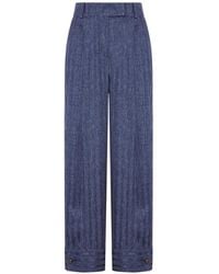 Giorgio Armani - Pantalon En Soie À Chevilles Boutonnées - Lyst