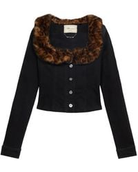 Blumarine - エコファーカラー デニムジャケット - Lyst