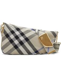 Burberry - Sac Porté Épaule Shield Médium À Carreaux - Lyst