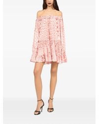 Roberto Cavalli - Jaguar-Print Off-Shoulder Mini Dress - Lyst