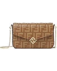 Fendi - Ff Diamonds Two-Tone Ff Leather Wallet On Chain - Lyst