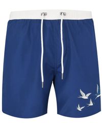 Exit Society - Bird-Print Drawstring Swim Shorts - Lyst