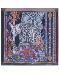 Etro - Silk Pocket Square With Placed Leopard Print - Lyst