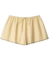 STAUD - Paddle Stud-Embellished Linen Shorts - Lyst