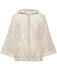 Brunello Cucinelli - Sequinned Hooded Jacket - Lyst