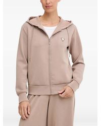 Guess - Logo-Plaque Zip-Up Hoodie - Lyst
