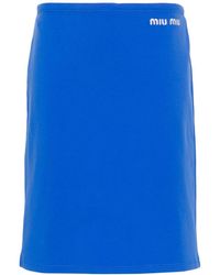 Miu Miu - Falda de tubo con logo bordado - Lyst