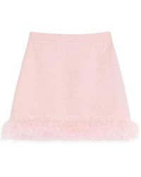 Valentino Garavani - Short Crepe Couture Skirt With Feathers - Lyst