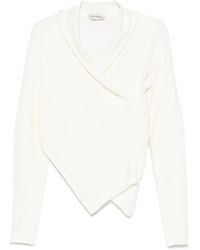 Alberta Ferretti - Asymmetric Draped Wool Top - Lyst