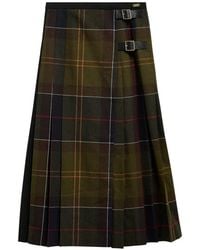 Barbour - Marena Pleated Tartan Midi Skirt - Lyst