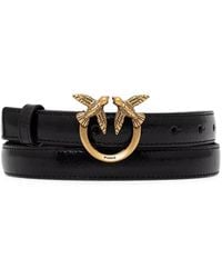 Pinko - Ceinture En Cuir Brillant Avec Boucle Love Birds - Lyst
