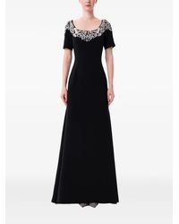 Dina Melwani - Floral-Embroidered Scoop-Neck Maxi Dress - Lyst