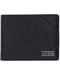 Guess - Portefeuille Pliant Boston En Cuir À Logo Embossé - Lyst