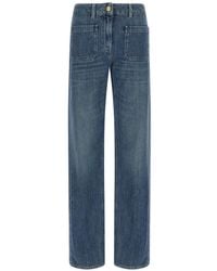 Elisabetta Franchi - Logo-Embroidered Patch-Pocket Denim Jeans - Lyst