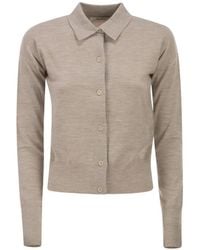 Max Mara - Cárdigan Corto De Lana Con Cuello De Camisa - Lyst