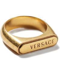 Versace - Logo Tag Ring - Lyst