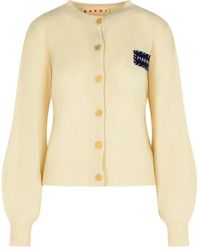 Marni - Gerippter Cardigan mit Logo-Patch - Lyst