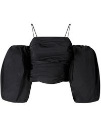 Pinko - Balloon-Sleeve Draped Top - Lyst
