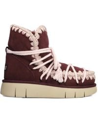 Mou - Eskimo Bounce Crochet-Trim Lace-Up Boots - Lyst