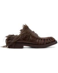 CAMPERLAB - Mil 1978 Faux-Fur-Trim Leather Flat Mules - Lyst