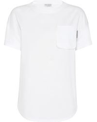 Brunello Cucinelli - Katoenen T-Shirt Met Ronde Hals - Lyst