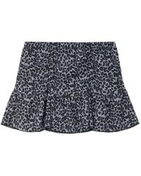 B+ AB - Leopard-Print Ruffled Mini Skirt - Lyst