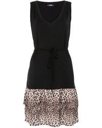 Liu Jo - Dress With Animal-Print Flounce - Lyst