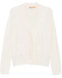 Ermanno Scervino - Cardigan Boutonné Bordé De Dentelle - Lyst