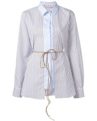 Marni Camisa a rayas con cintura lazada - Azul