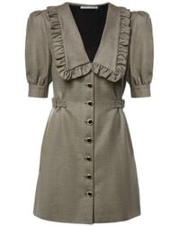 Alessandra Rich - Ruffled-Detail Checked Mini Dress - Lyst