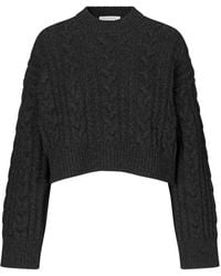 Cecilie Bahnsen - Vibeke Cropped Cable-Knit Wool Sweater - Lyst