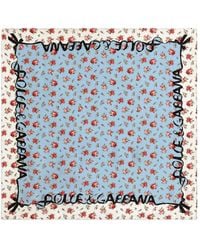 Dolce & Gabbana - Small Rose-Print Silk Twill Scarf - Lyst