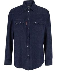 DSquared² - Shirt With Classic Collar And Two Front Patch Pockets With Buttons - Lyst