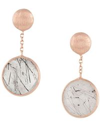 Tateossian 14kt Rose Gold Round Kensington Double Drop Earrings - Metallic