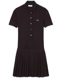 Lacoste - Pleated-Skirt Polo-Collar Mini Dress - Lyst